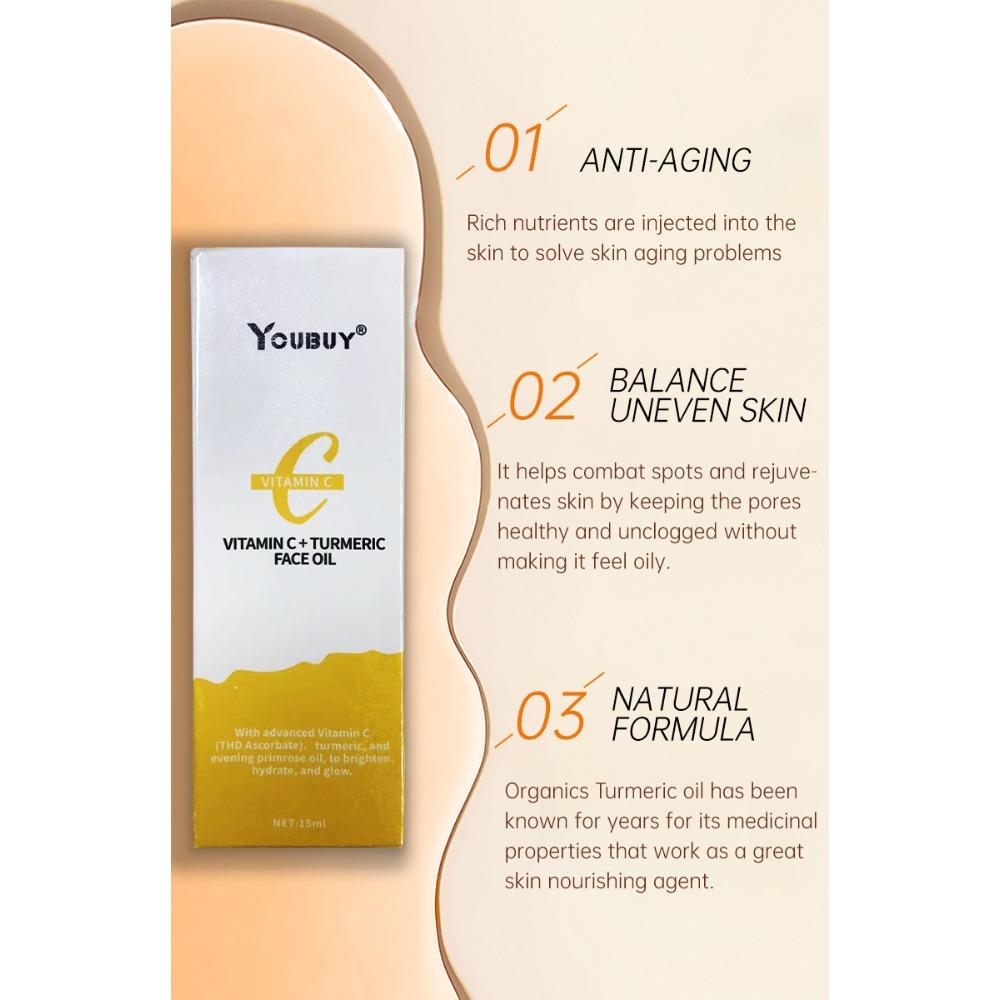 VC Gurkemeie Essence lysner opp ansiktets hudfarge Vitamin C Essence Oil fukter og blekner fine linjer