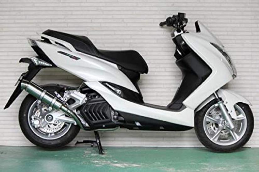 HMS Yamaha Majesty S Modello Compatibile Marmitta Moto R300 Tipo Rialzato Marmitta Acciaio Inossidabile SUS Colore Argento (JBK-SG28J/2BK-SG52J) 2014-2020