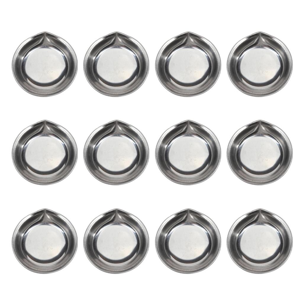 12PCS Stainless Steel Palette Color Mixer Metal Color Holder Simple Palette Bowls Trays Cups Supplies Painting Tools