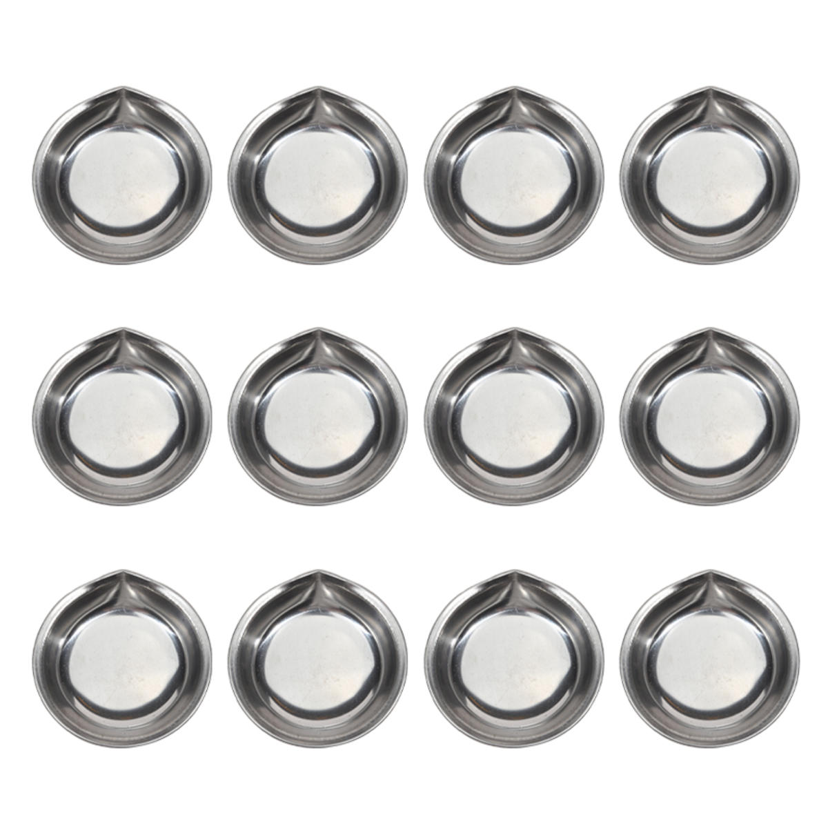 

12PCS Stainless Steel Palette Color Mixer Metal Color Holder Simple Palette Bowls Trays Cups Supplies Painting Tools style2