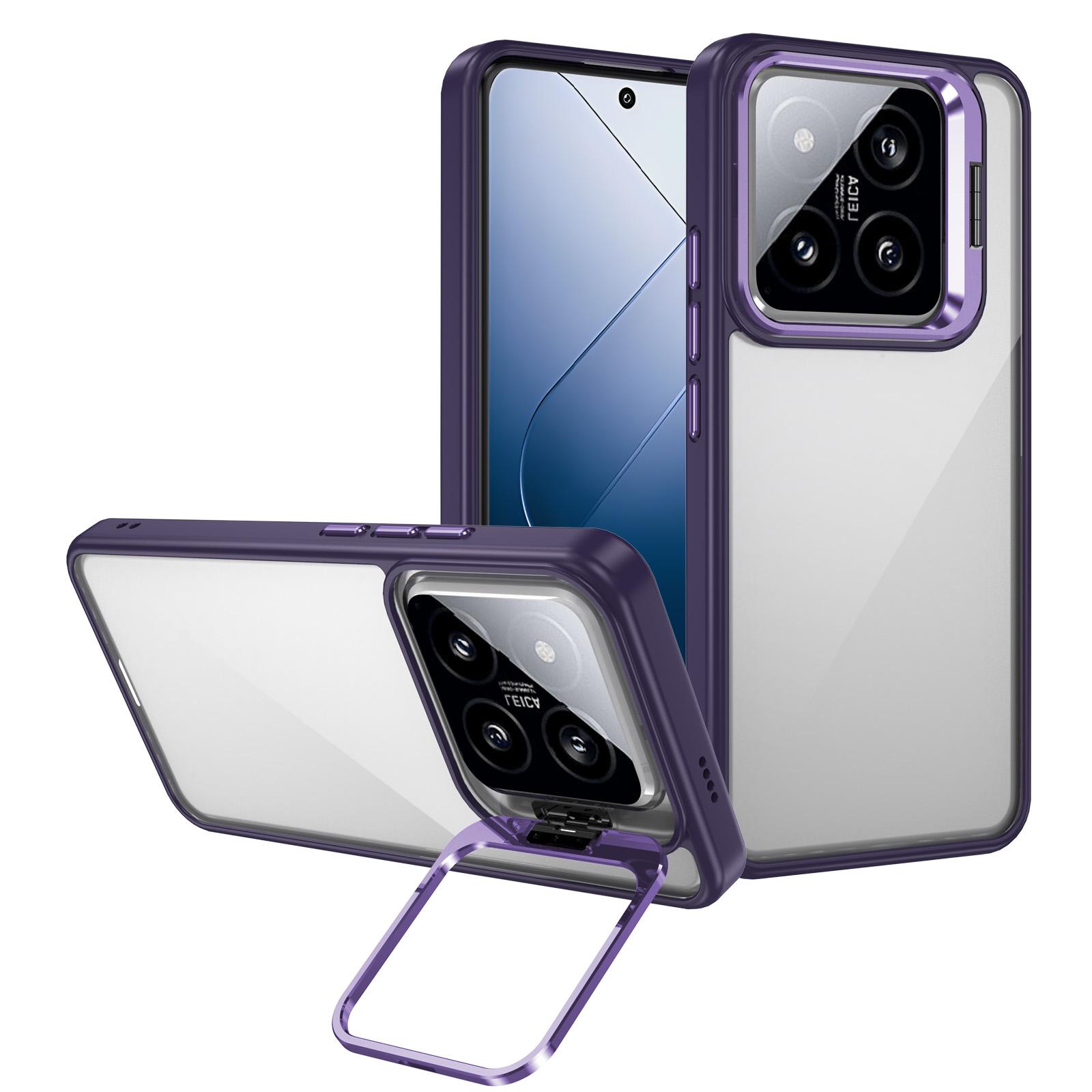 

Чехол для Xiaomi 14 Pro Рамка объектива Подставка ТПУ+Акрил Защитная крышка для телефона Dark Purple