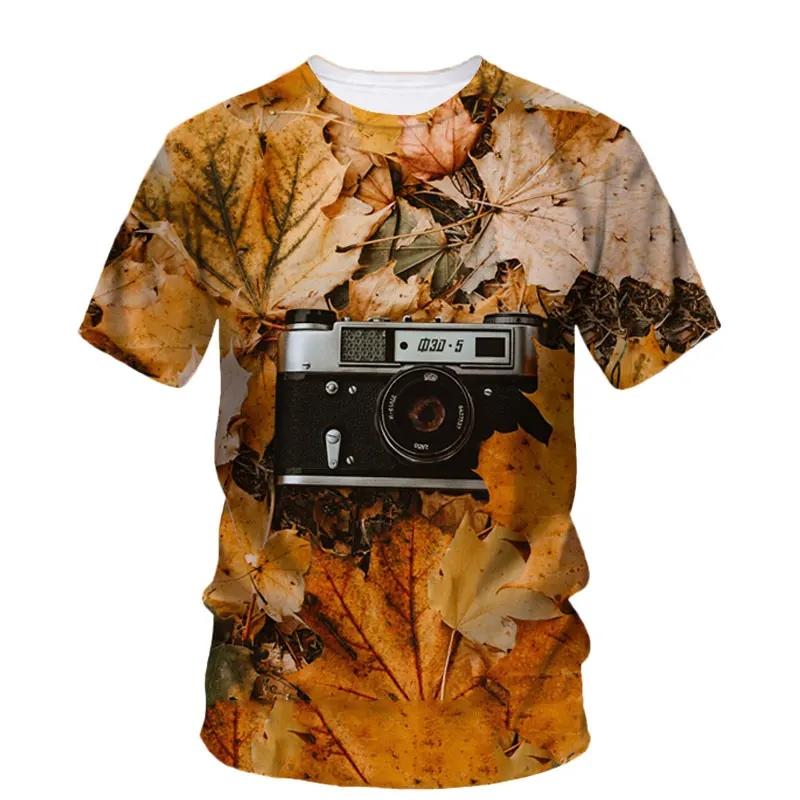 Fashion New Camera Photography Pattern Men's Printed T-shirt Street Harajuku O-neck Extra Large Short Sleeved Top