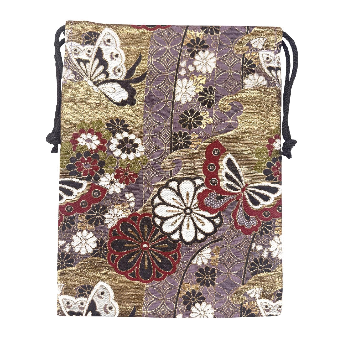 Goshuincho 19 x 26 Drawstring Made in Gold Kyoto Nishijin Japanese Pattern Light [Mashur] Bag, cm, Bag, Japan, Brocade, Weave, [Butterfly, Purple]