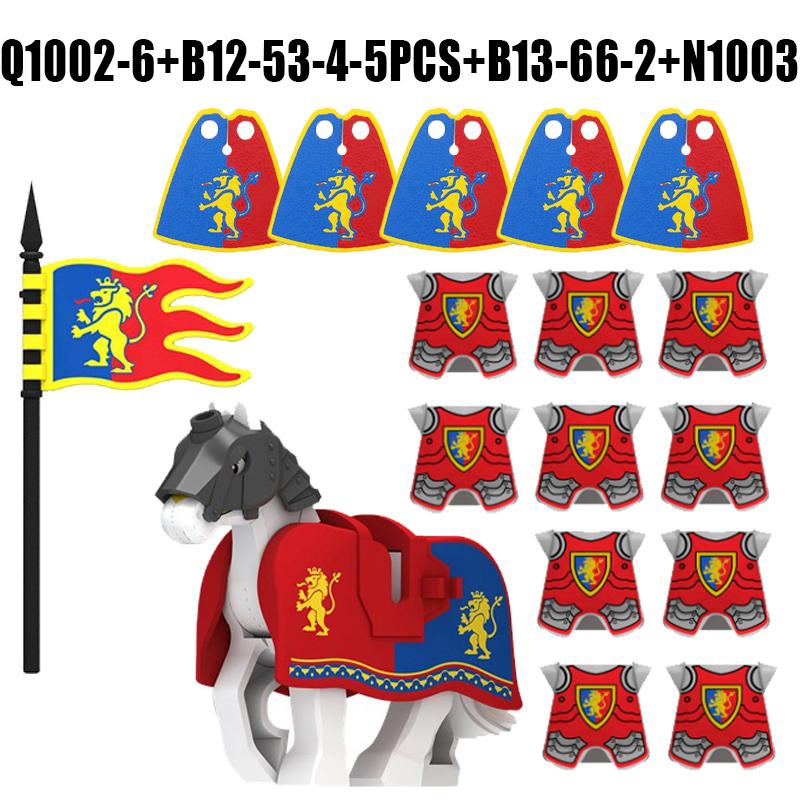 Medieval Castle Wolf Shield Building Blocks Military Knight Dragon Warrior Soldier Figures Accessories Weapon Helmet Bricks Toys