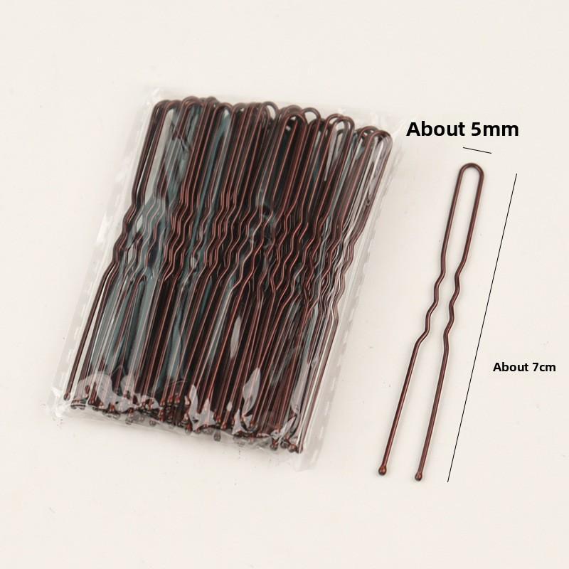 

U-образная шпилька для пучка Бесшовный инструмент для фиксации волос Изысканная шпилька Головной убор 7cm-50pcs кофейный