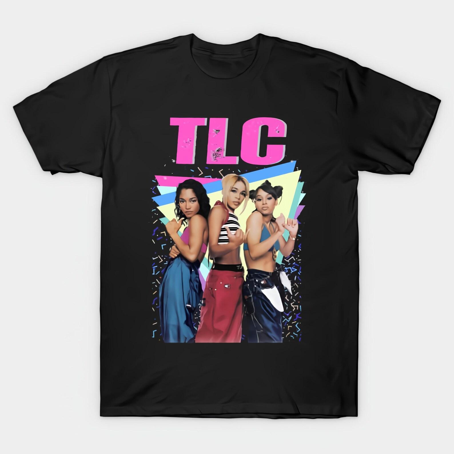 VTG TLC Girls Band Black T shirt Size S-4X Casual 4XL