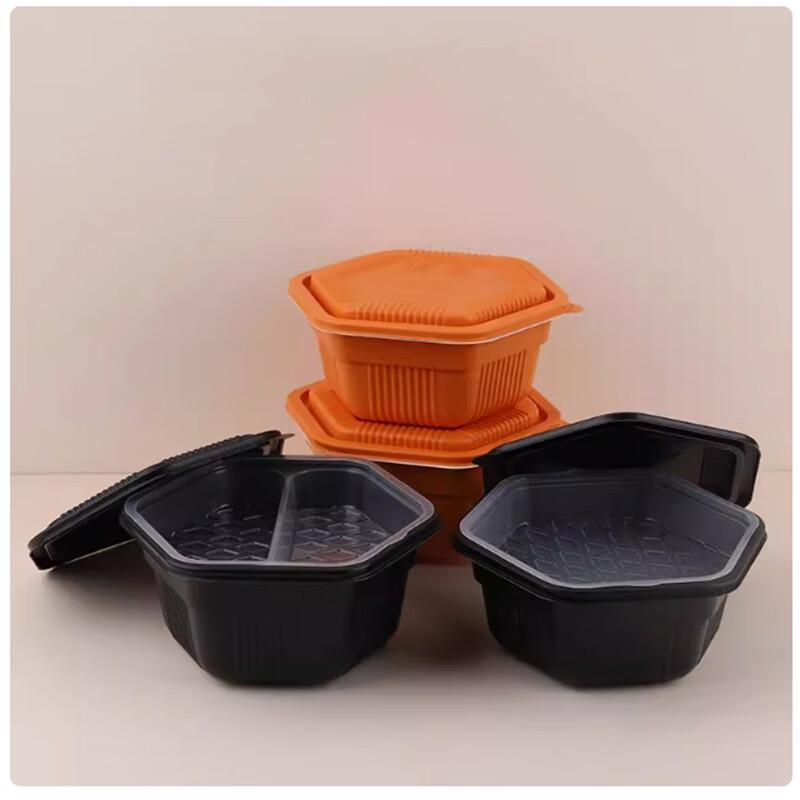 ShengBilay Disposable Double-Layer Hexagonal Lunch Box