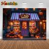 Mocsicka Happy Halloween Background Photography Pumpkin Party Shop Backdrop Night Yellow Leaves Jack-O-Lantern Decoration Banner