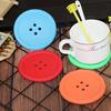 Creative Button Coasters, Solid Color, Simple Soft Rubber Heat-Insulating Tea Cup Coasters, Non-Slip Office Desk Coasters