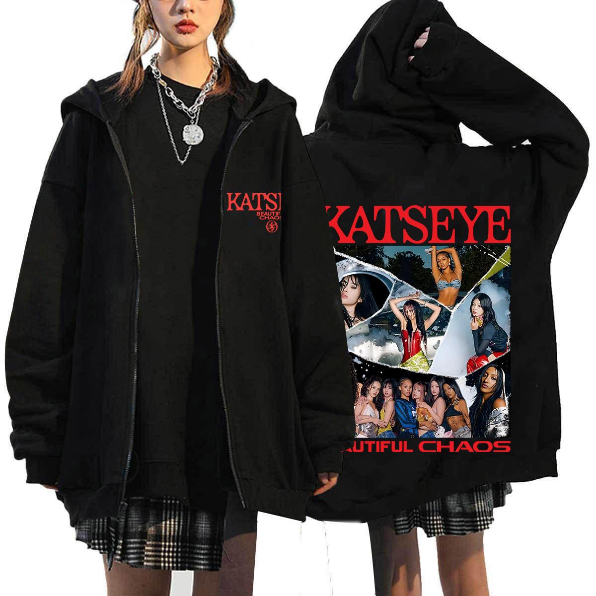 

Women s Casual Fashion Printed Long Sleeve Zipper Hooded Sweatshirt L винний