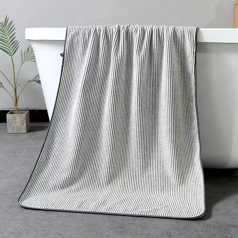 1 pcs Striped Bamboo Hand Towel Absorbent & Quick-drying Super Soft Skin-friendly Bathing Towel For Home Bathroom 35x75cm