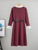 Autumn 2025 Fragrant Style Lapel Flared Sleeve Knitted Midi Dress