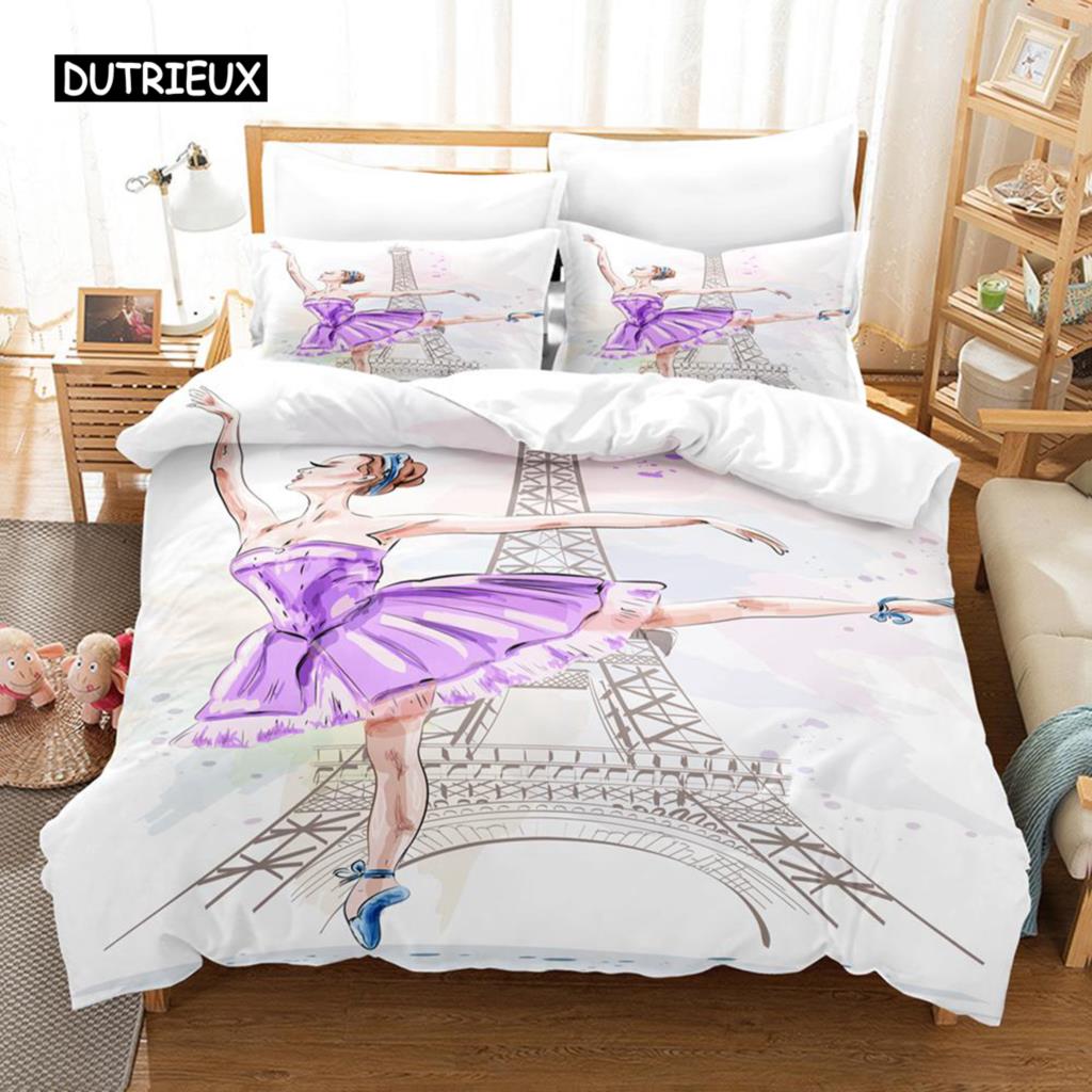 

Мультяшный балетный танцующий девочка пододеяльник комплект постельного белья в стиле принцессы двойной размер детский скандинавский покрывало для девочки 150 90 Queen King EU single(135x200cm)