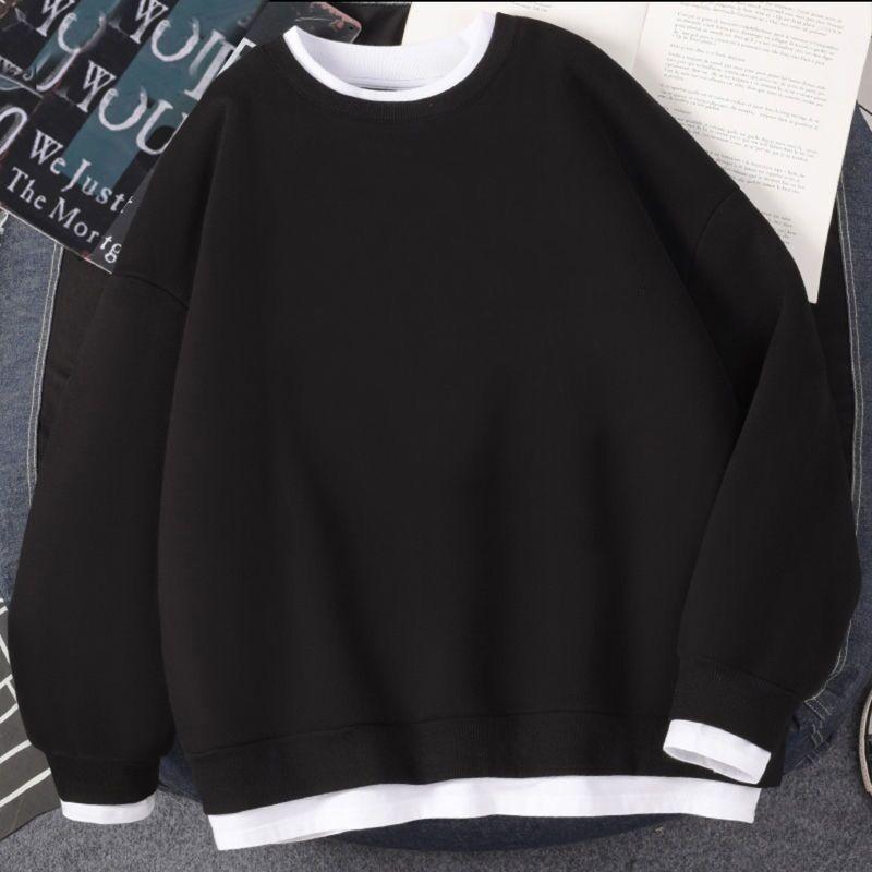 

Осенний женский новый свитшот с круглым вырезом, модный, однотонный, свободного кроя, минималистичный, универсальный, повседневный, с длинным рукавом XXXL чёрный