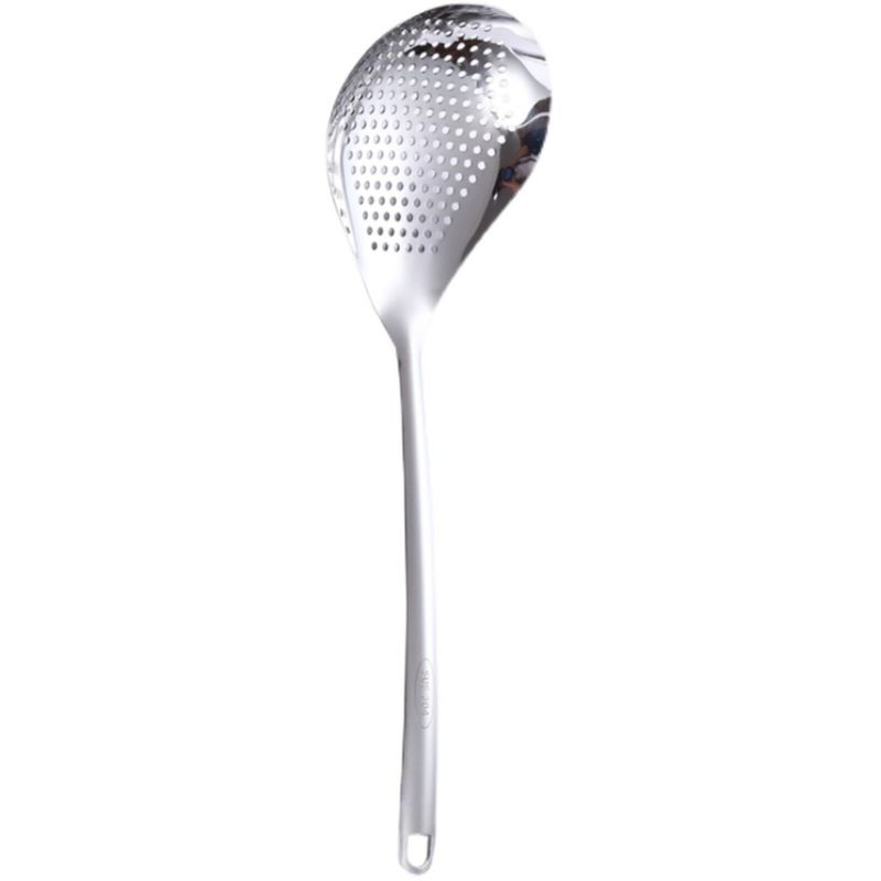 Pepper Big Strainer 304 Stainless Steel Spoon Long Handle Large Cooking Spoon Heart-Shaped Soup Ladle Perforated Ladle For Home Hot Pot Spoon