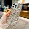 For iPhone 16 Pro Max Case Glass Rhinestone Two Butterfly Decor TPU Phone Back Cover
