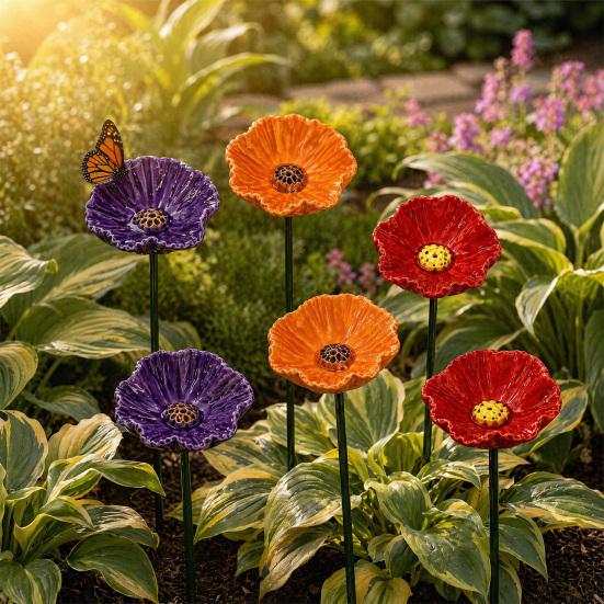 Stazione di abbeveraggio per api, Bagnetto per api da giardino, Mangiatoia d'acqua per api con design floreale, Ciotola colorata per bagno api e farfalle per decorazione esterna di giardino e cortile