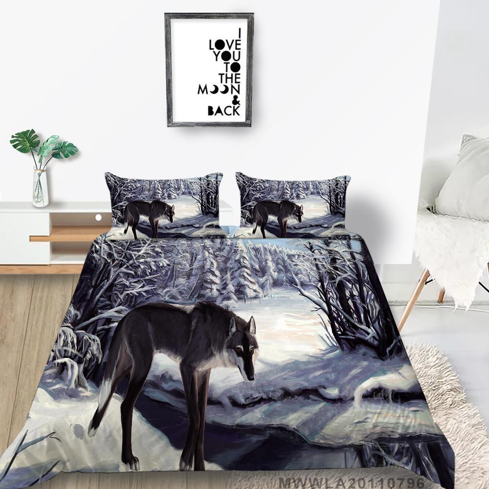 Duvet Cover Set with Pillowcase Wolf Painting Luxury Home Bed Clothes Unique Design Cool Bedding Cover Suit Fashionable