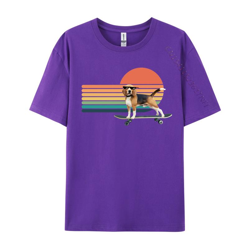 Vintage Beagle Skateboard Dog T Shirts Graphic Man Tee Shirts Crew Neck Cotton Unisex Tops Streetwear