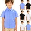 Youth Short Sleeve Shirt with Pocket for Boys Girls Cotton Casual Top