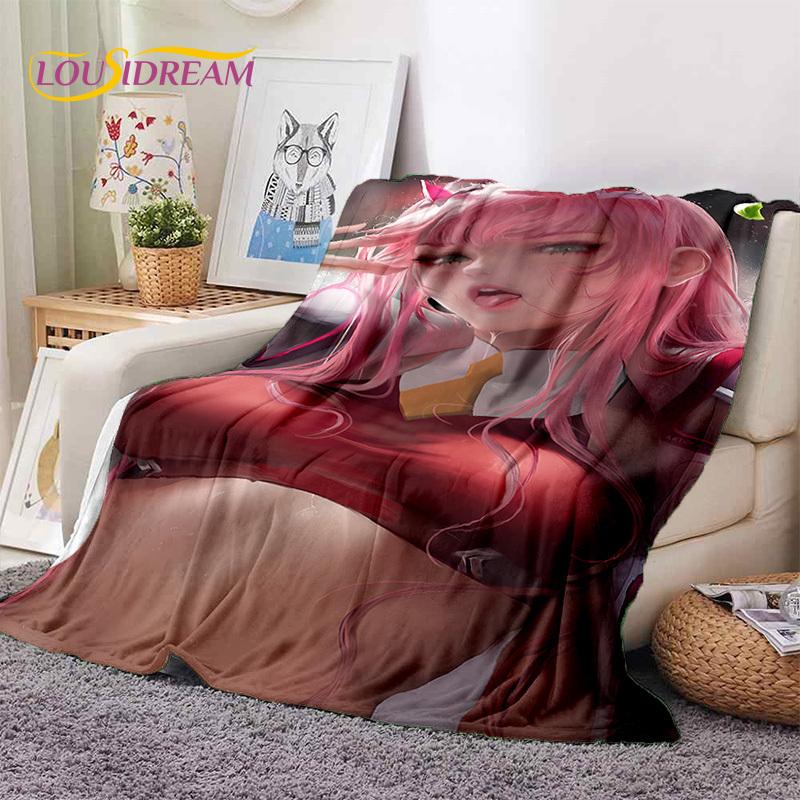 Zero Two Sexy Girl DARLING in The FRANXX Cartoon Flannel Blanket for Bed Bedroom Sofa Picnic,Throw Blanket for Outdoors Leisure