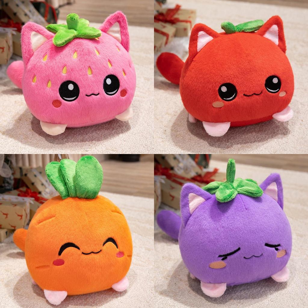 Apple Eggplant Carrot Strawberries Cat Plush Toy With Pp Cotton Filling For Kids Bedroom Decor Gift For Girls And Boys