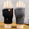 Soft Dual-use Gloves Acrylic Fibres Half Finger Gloves Knitted Yarn Flip Mittens  Keep Warm