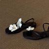 Sheepskin Version 2025 Spring and Summer New Fairy Wind Soft Leather Beach Open-toed Sandals French Flower Word with Sandals Female