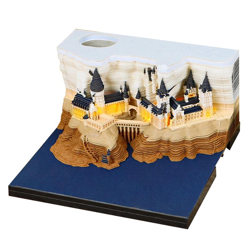 2027 Best Selling 3D Memo Pad Calendar Building Block Decoration Crafts Non-Adhesive Note Cube Notepad Memo Pad With Pen Holder
