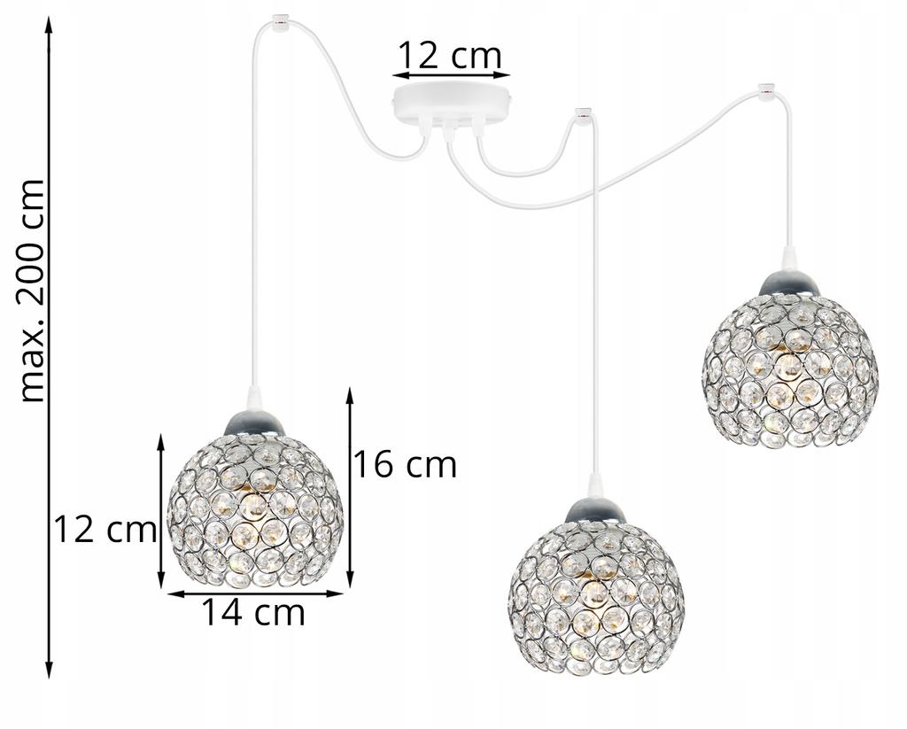 CHROME SPIDER HANGING LAMP, CRYSTAL CEILING