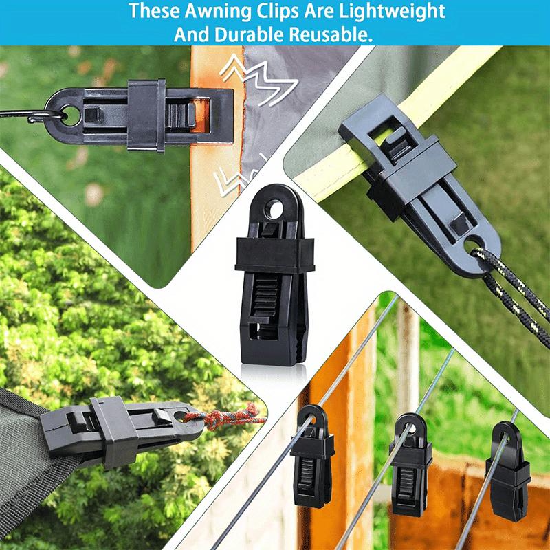 10-50PCS Adjustable Grommet Clips with Rope and Carabiners for Outdoor Camping Tents and Sun Shades A Windproof Guyline Kit