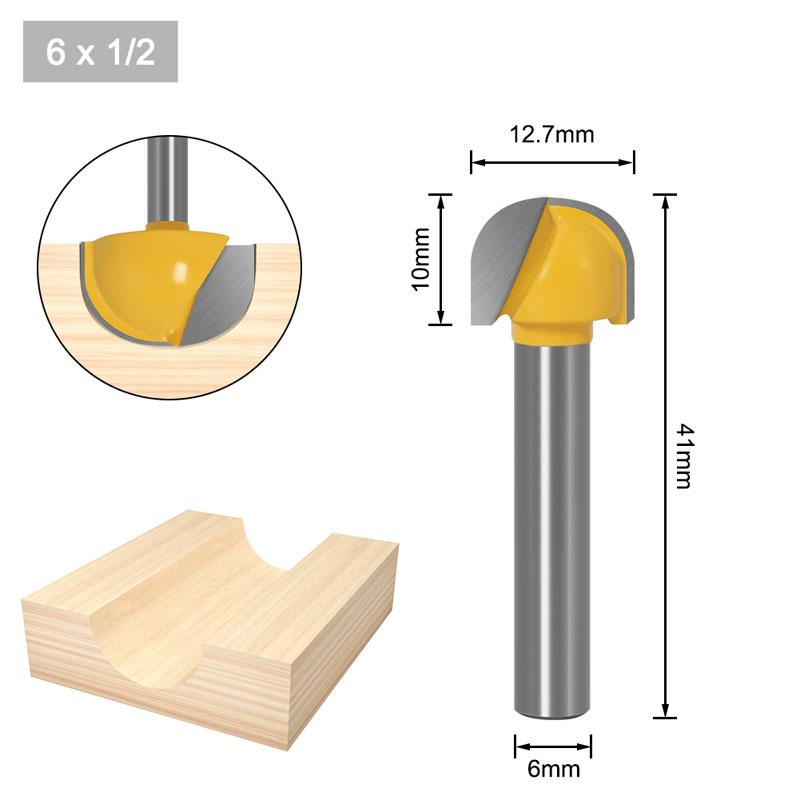 1/9pc 6mm Shank 6/8/12/16/18/20/22mm CNC okrągły nos bity okrągły nos Cove rdzeń Box router Bit Shaker Cutter Tools