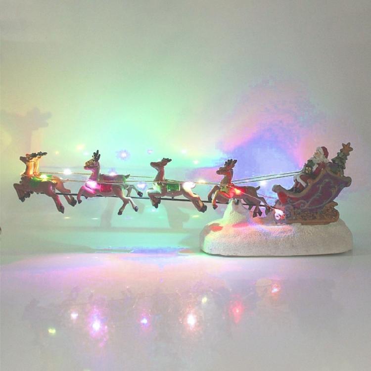 Weihnachtsmann Rentier zieht Wagen Leuchtende Dekorationen Weihnachtsfiguren Neujahrsgeschenk