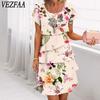 Robe décontractée à manches courtes et col rond pour femme, motif floral, imprimé, mode été printemps