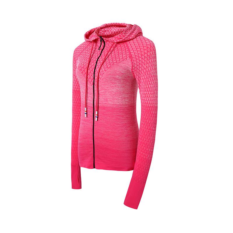 Women's Quick-Dry Slim Fit Hooded Jacket for Yoga and Sports, Long Sleeve Zip Cardigan for Autumn and Winter Fitness.
