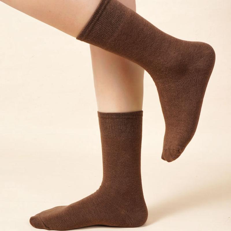 Pure Cotton Mid-Tube Socks for Women  Versatile Simple Warm Color Socks Women Comfort Breathable Solid Color Women Autumn Winter Socks