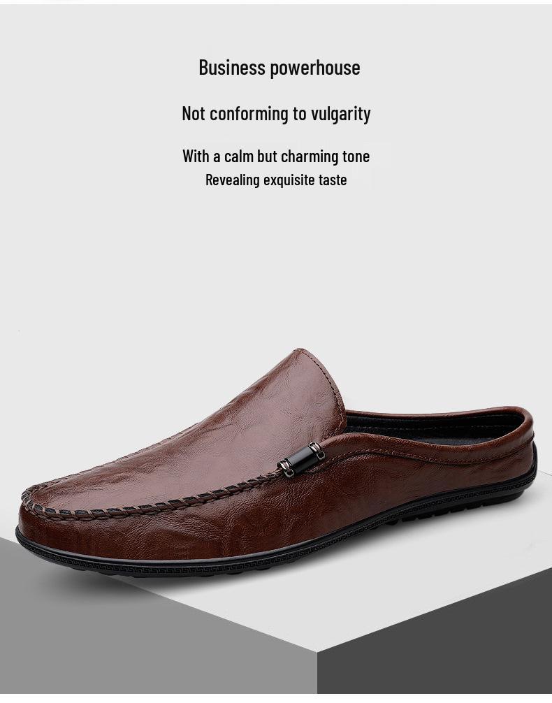 Mueller Men's Low-Top Slip-On Loafers - Spring/Summer Cowhide Casual Shoes, Large Size