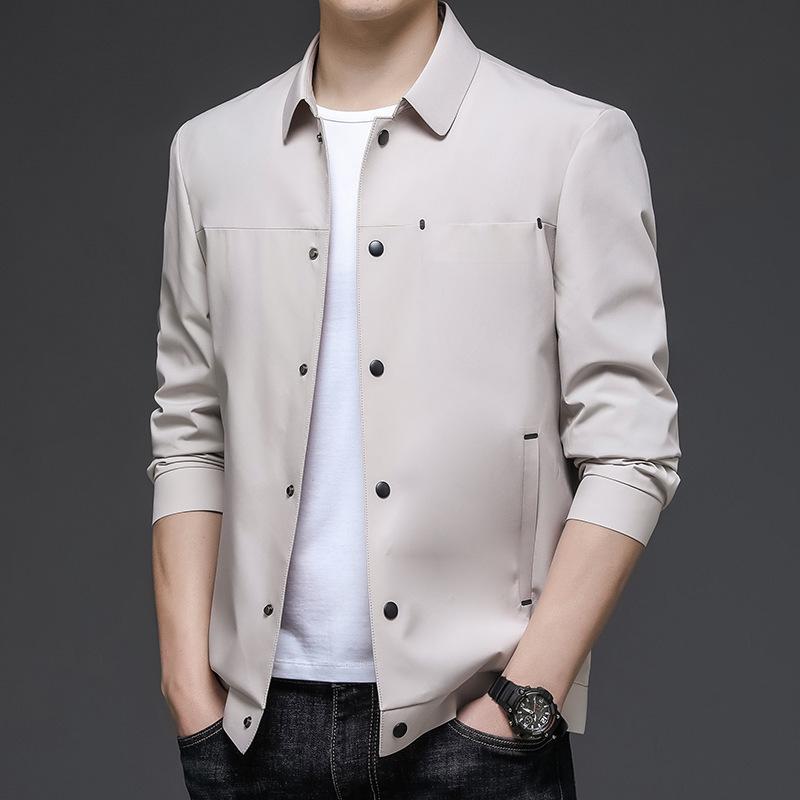 Printemps et automne nouveaux hommes revers manteau court cargo veste tendance jeune affaires décontracté manteau marée