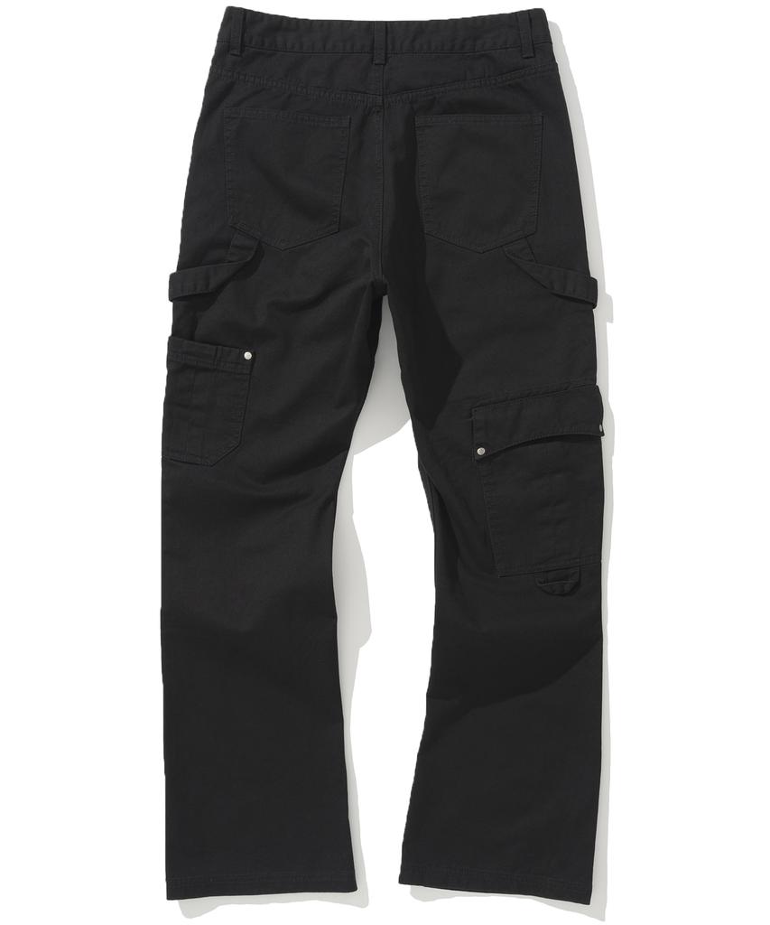 NOT4NERD Double Knee Carpenter Flare Fit Cotton Pants - Black