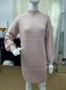 Autumn/Winter Solid Color Long-Sleeve Turtleneck Sweater Dress for Women