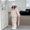 Girls' Autumn-Winter 2025 Fleece Set: Cozy Glutinous Rice Fleece Top and Wide-Leg Pants Two-Piece Outfit
