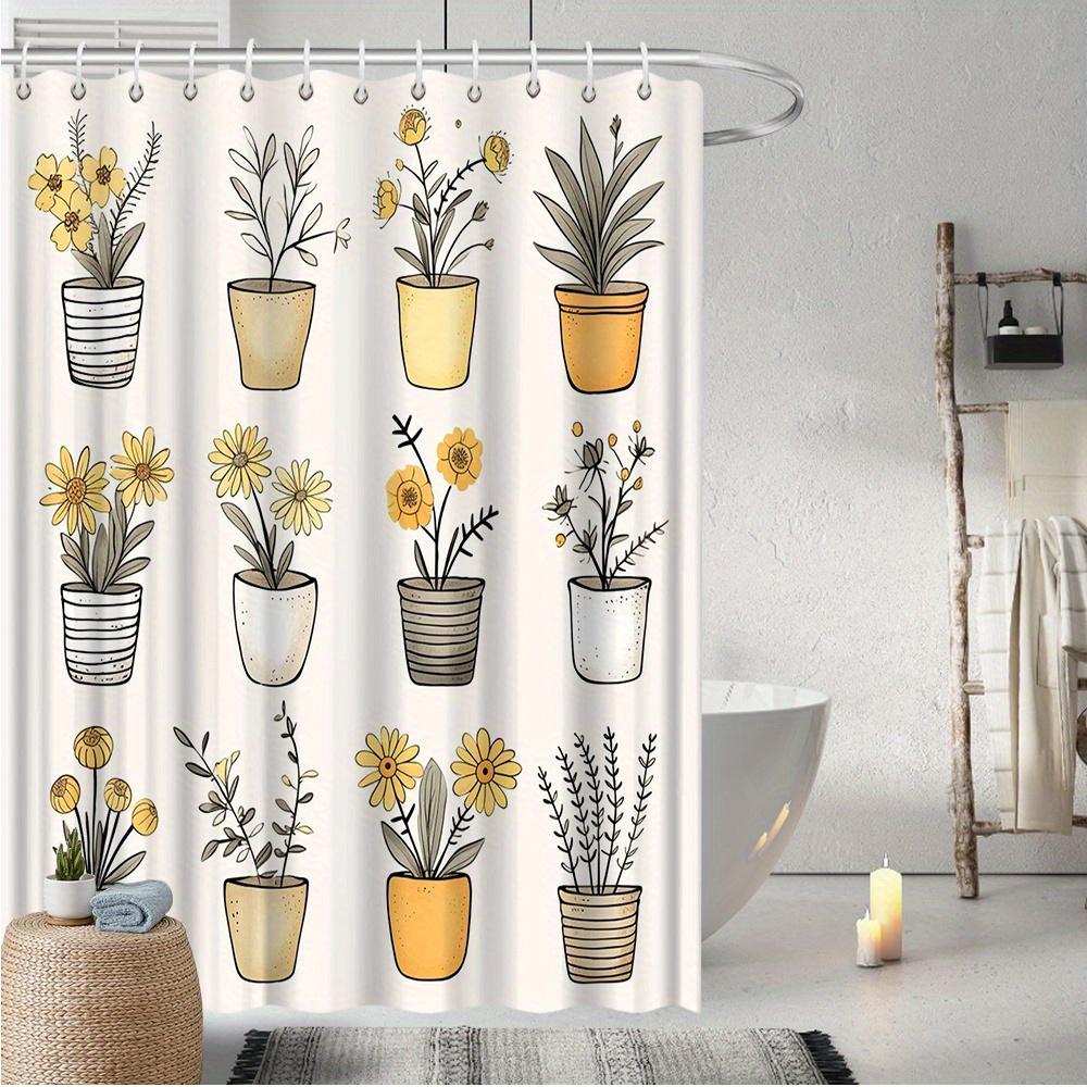 

Botanical Floral Print Shower Curtain -Retro Natural Theme,Polyester,Machine Washable | Serene Bathing Experience Bathroom Decor 90X180cm
