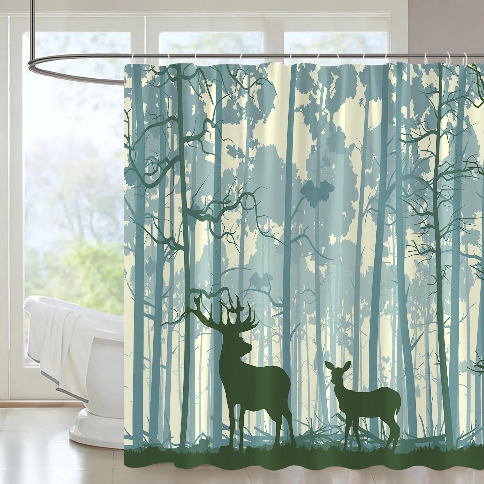 

Garden Landscape Shower Curtains Fence Gate Rural Farmhouse Wood House Waterproof Fabric Bathroom Decor Bath Curtains With Hooks W60H190(CM)-1 Pcs