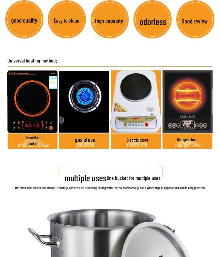 Premium Thickened Stainless Steel Stockpot with Compound Bottom, Sandblasted Finish for Commercial Use