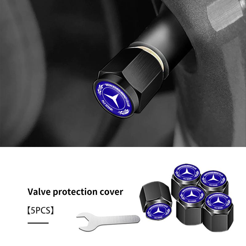 

5pcs Car Wheel Tire Valve Protection Cap Theftproof Tyre Stem For Mercedes Benz W211 W124 W176 W177 C180 C200 C260 C300 GLC CLE