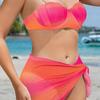 2024 Trendy European & American Shell Hard Cup Sexy Three-Piece Beach Swimsuit