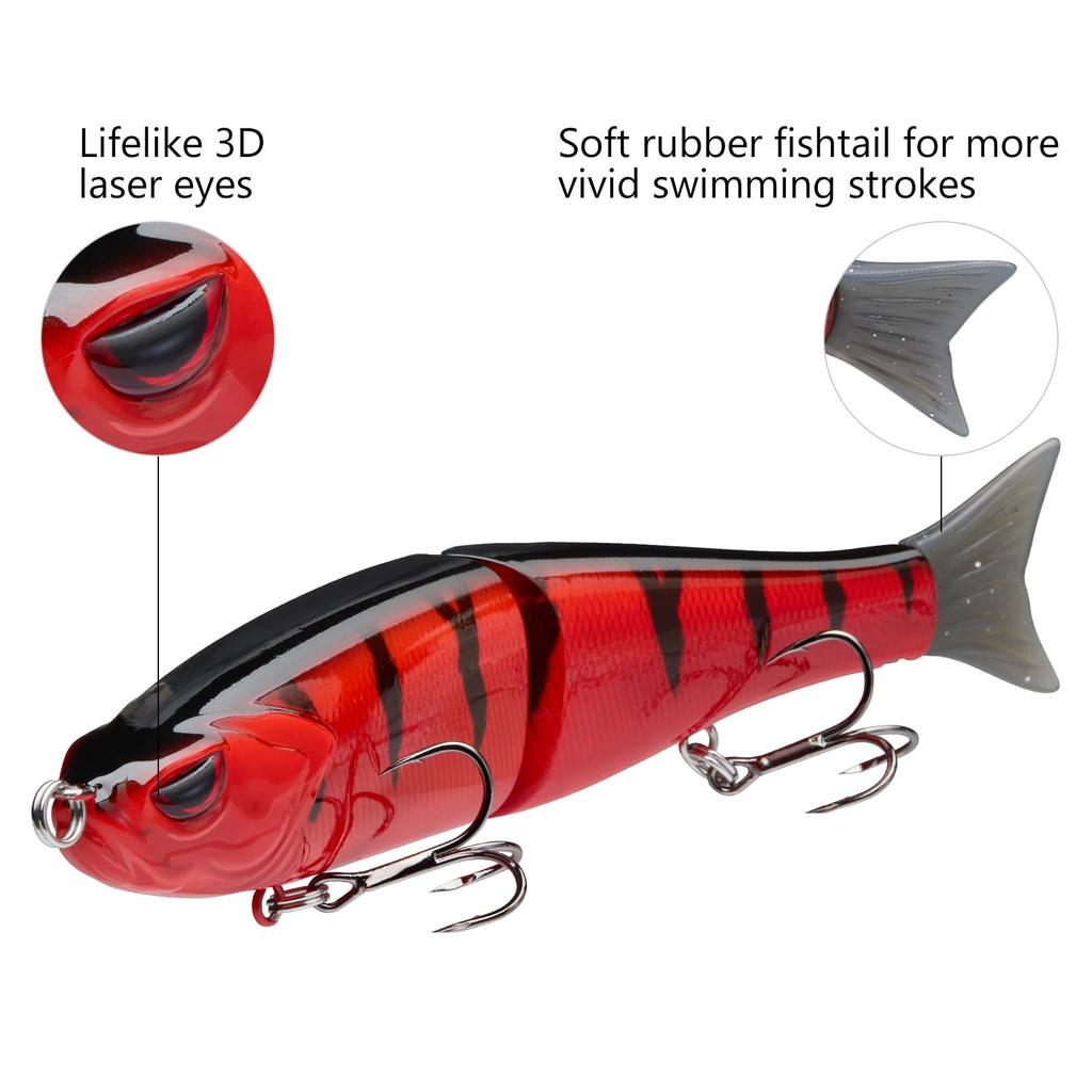 Bassdash Swim Shad Jointed Glide Bait Fishing Lure for and Muskie Bass, Pike, Trout,