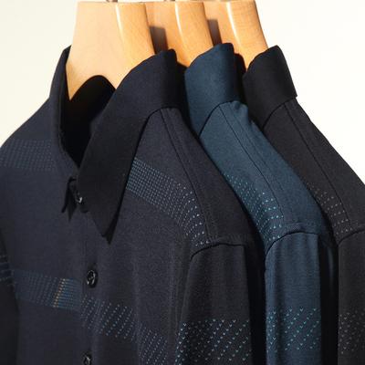 Spring and Autumn Men's Striped Long Sleeve T-Shirts Middle-aged Casual Loose Lapel Polo Shirts Men's Tops