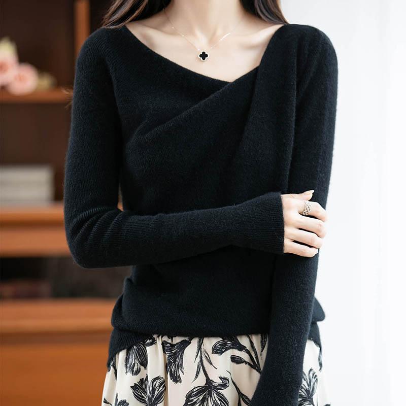 

Женский свитер 100% шерсть MODERN NEW SAGA Вязаный пуловер Толстые зимние джемперы Женские вязаные топы 2XL чёрный