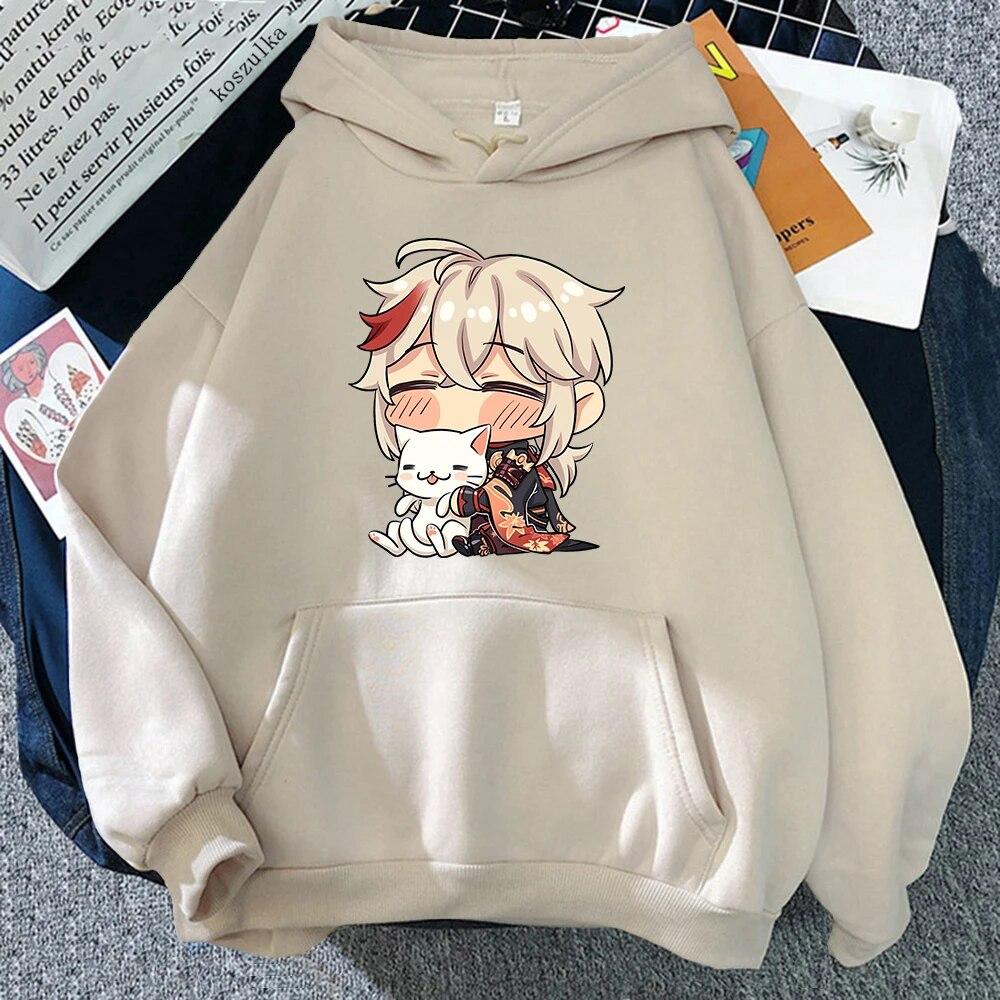 

2023 Genshin Impact Kaedehara Kazuha Cat Hoodie Women Harajuku Graphic Kawaii Hoodies Unisex Cartoon Casual Pullover Sweatshirt